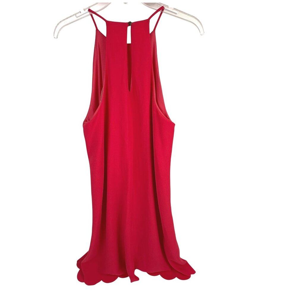 Everly Hot Pink Halter Swing Dress Scalloped Hem Keyhole Back Size M - Picture 3 of 5